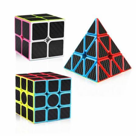 Speed Cube Set Kolfiber 2x2 3x3 Pyraminx Bundle, Magic