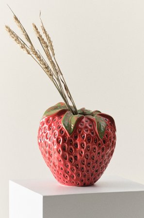 Jotex - Vase Rød/grønn - STRAWBERRY - Kjøp Vaser hos Jotex