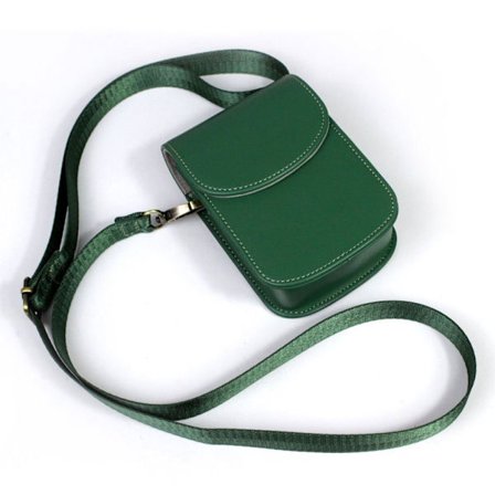 Universellt kamerafodral i läder med rem - Grön
