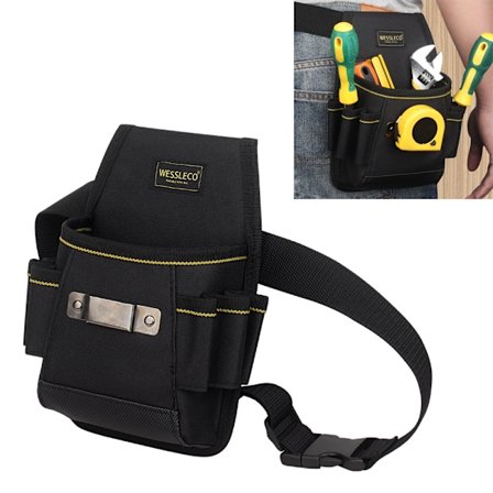 Værktøjsbælte, Værktøjstaske (uden værktøj), Lille Værktøjstaske med Justerbar Nylonrem, Vandtæt til Tekniker, Bygherre, Vedligeholdelsestekniker, 