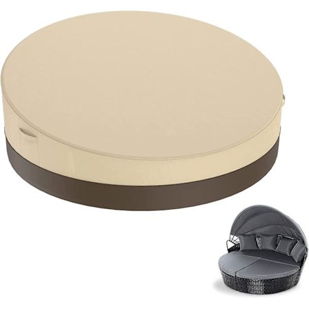 Trädgårdsbäddsoffa cover 210d vattentät rund rotting väderbeständig bäddsoffa cover Trädgårdsmöbelöverdrag med cover