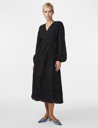 YAS Yasluma Ls Long Wrap Dress S. Noos - Black - XS