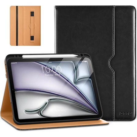 iPad Pro 11-tums Fodral M2 (2024), Premium Läder Business Folio Ställskydd med Pennhållare - Auto Sleep/Wake