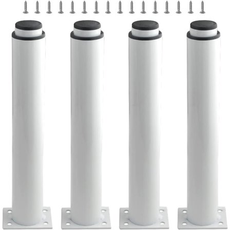 Sæt med 4 robuste og justerbare metalben til borde, senge, sofaer (25-42 cm, hvid)