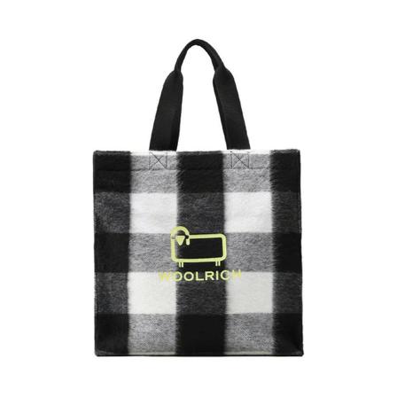 Woolrich, White Woolrich Buffalo Check White Czarny Shopping BAG Biały, Kobieta, Rozmiar: ONE Size