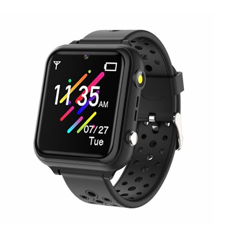 (Svart) 1,54 tommer barn smartklokke vanntett barnklokke musikk