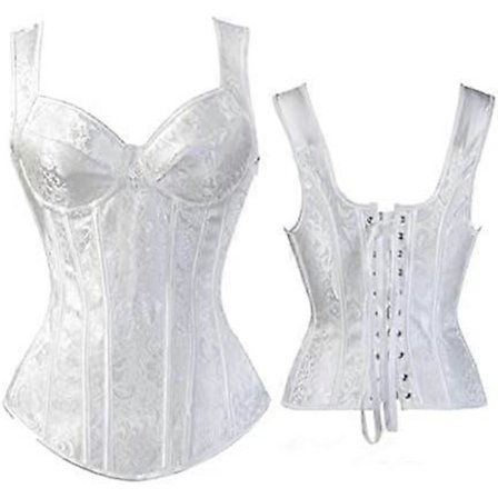 Sexig Steampunk Korsett med Dragkedja Plus Storlek S-6XL, Broderad Snörliv Bustier för Kvinnor, Vintage Korsett Topp för Kostymer & Festklänningar Vit