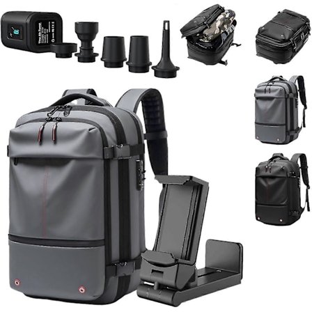 Rygsæk, Vakuum Rygsæk Rejse, 60L Udvidbar Rygsæk med Vakuumkompression (Sort+Vakuum)