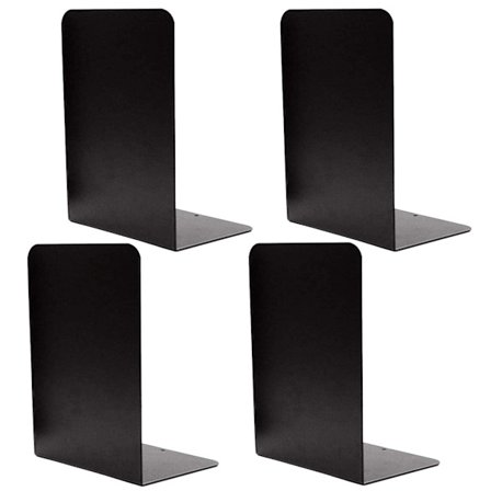 4 stk. kraftige sorte metalbogstøtter, understøttelse til hyldedeler, stopperholder med skridsikker gummipude til hjem, kontor, bibliotek, skole