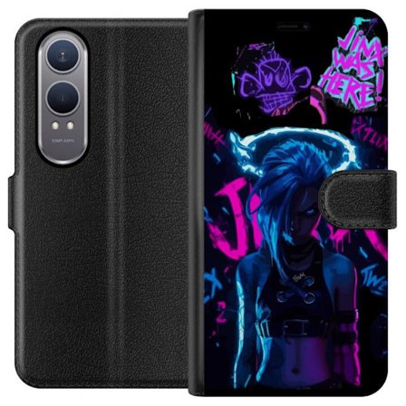 Yhteensopiva Lompakkokotelo OnePlus Nord CE4 Lite Jinx juliste Arcane League of Legends LoL hahmo neon graffiti pelaaminen fanart Netflix anime suunni