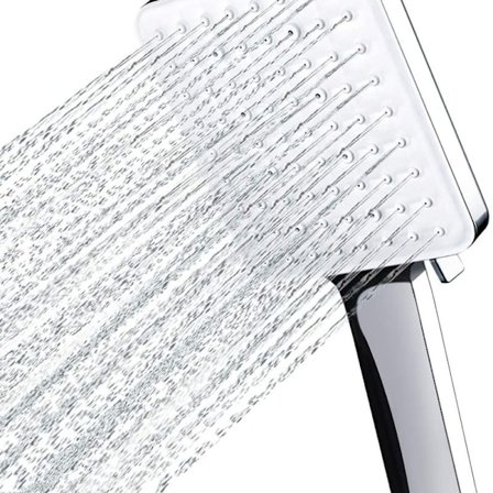 Dusjhode, stort firkantet dusjhode med kontroll, høytrykksdusjhode med 6 Du