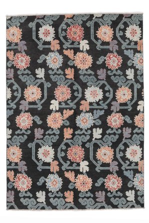 Kazak Fine Matta Handknuten 168X238 Svart/Mörkgrå Afghanistan