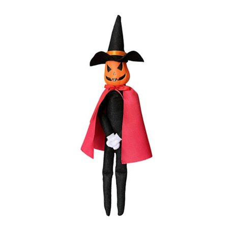 36 cm Græskarfe Legetøj med Sort Hat Hvide Handsker Kostumer Kjoler Kappe til Halloween Efterårshøst Højtidspynt Rød
