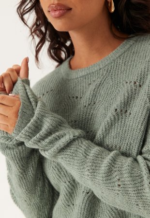 ONLY - Onlolli L/S Pullover Knit - Abyss Detail:W. MELANGE - Kläder - - Bubbleroom