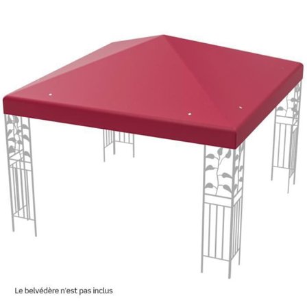 COSTWAY Ersättningspaviljongduk 3m x 3m Vattentät polyester med dräneringshål Krok- och öglefästen Vinröd