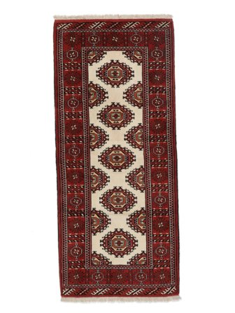 Turkaman Rug 83X193 Runner Black/Dark Red Wool, Persia