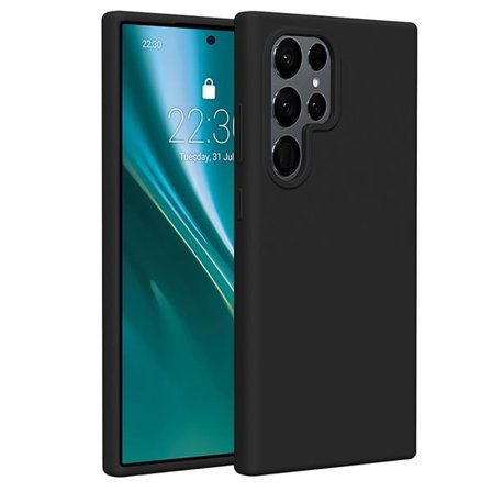 Etteri silikonskal med mikrofiberfoder för Samsung Galaxy S25 Ultra - Svart