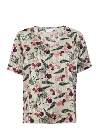 Blouse W. V-Neck In Walking Zebra P Red Coster Copenhagen