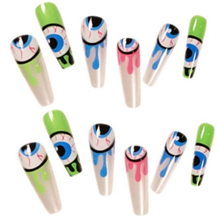 Halloween-kynnet, pitkät Halloween-tekokynnet naisille ja tytöille