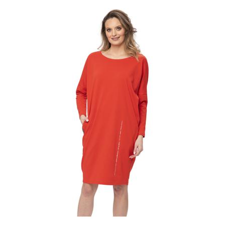 Look made with love Sukienka dzianinowa z nadrukiem Ika Look 708L, kobieta, S/M, Czerwony