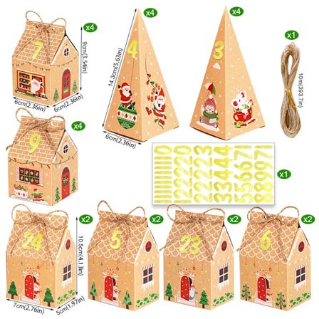Jul present lådor advent kalender pepparkakor hus papper box jul nyår kalas förpackningar tillbehör