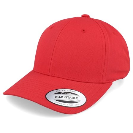 Yupoong - Röd adjustable Keps - Curved Red Adjustable @ Hatstore