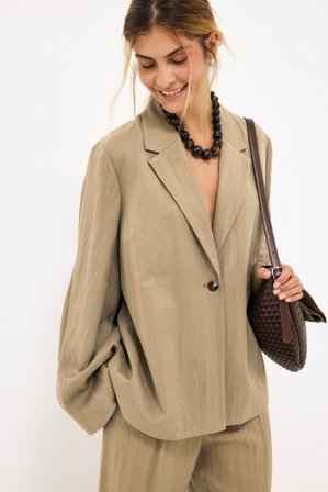 Premium Selection Blazer décontracté en tencel mélangé - Blazer ajusté - Marron - EU 44