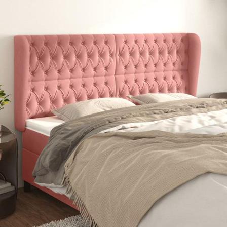 Vidaxl Huvudgavel Med Kanter Rosa 183x23x118/128 Cm Sammet Rosa