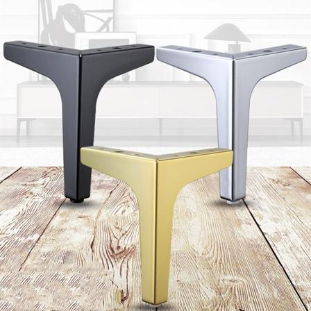 4 stk/sæt Møbelskab Støtteben Metalsofafødder til skab Seng Stol Kommode Møbelfødder Hardwaretilbehør black 17cm
