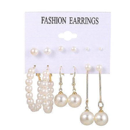 Vintage Metal Hoop Øreringe Mode Guld Perle Øreringe 6stk/sæt Til Kvinder Cirkel Drop Øreringe Smykker Øreringe Fest Smykker Gave Ns2 (Stil I)