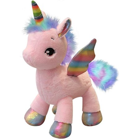 38 cm Rosa Enhörning Flicka Hjärta Plyschleksak Regnbåge Enhörning Gosedjur Presenter till Barn Födelsedagsfest, Julklappar