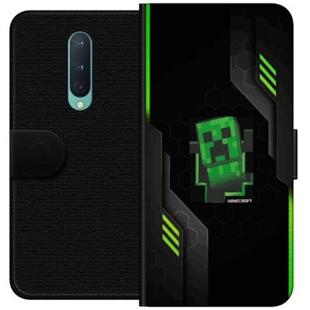 Yhteensopiva Lompakkokotelo OnePlus OnePlus 8 Vihreä pikselipohjainen peli-esitys, jossa on futuristisia neon-elementtejä ja tumma tech-tausta, täy