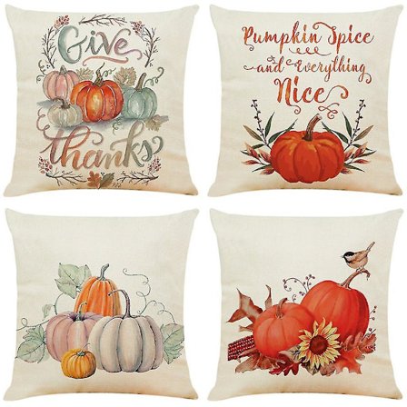 Hemdekoration Kuddfodral Pumpa Höst Kuddfodral Soffa Kastkuddar 4-pack