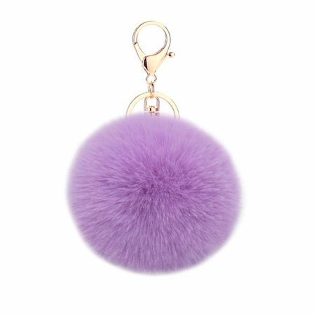 Nyckelring fluffig nyckelring bollar grå fluffig