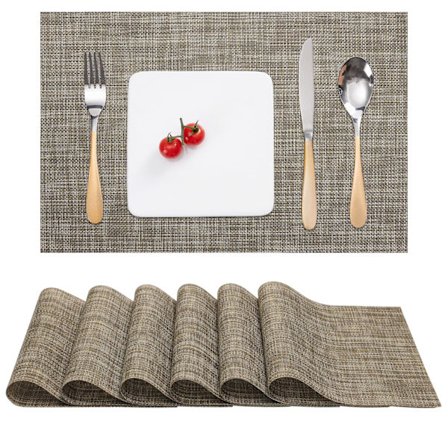 Dækkeserviet sæt (6 stk.), vaskbare dækkeservietter i vinylplast, varmebestandige, skridsikre, lette at rengøre og vandtætte. 30x43,5 cm