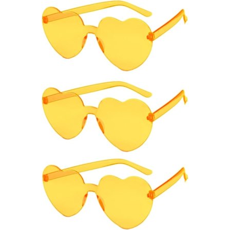 3-pak Hjerteformede Solbriller Damer Mote Rimløse Solbriller Vintage Kjærlighet Hjerte Solbriller for Gule Briller
