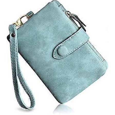 Vert - Størrelse S Dame skinnlommebok med ID-kortspor, glidelåslukking