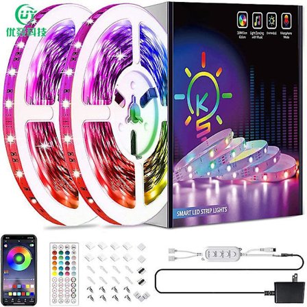 65.6 Ft Led Strip, Rgb Color-changing Led Light With 44-key Remote Control
