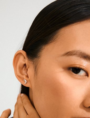 Pilgrim Between Moon Earrings Silver-Plated - Silver - ONE SIZE