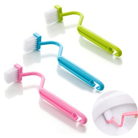 3 stk. Toiletbørste under kanten, Toiletbørste med buet kant, Toiletbørste til rengøring af toilethjørner, Plastik toiletbørste til under kanten