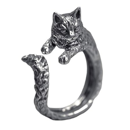 Retro för Cat Ring Söta djur Öppna Ring Justerbar Finger Rings Band för kvinnor Flickor Smycken