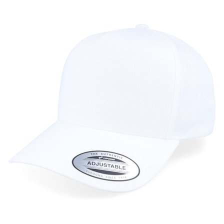 Yupoong - Curved A-Frame White Adjustable Adjustable White Cap - @ Hatstore
