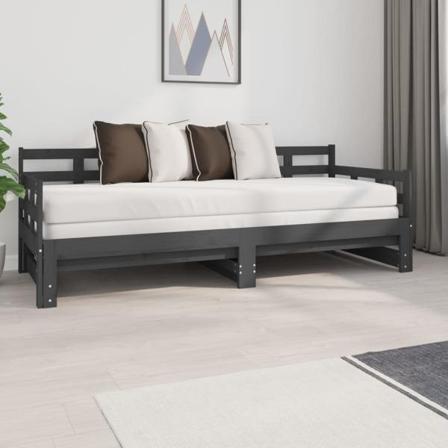 Vidaxl Bäddsoffa Grå Massiv Furu 2x(80x200) Cm Grå