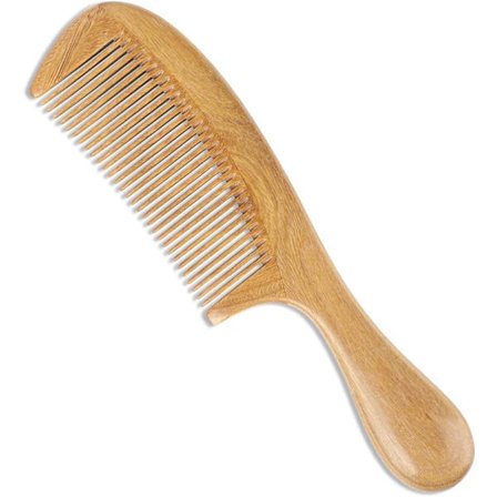 Håndlavet Grøn Sandeltræskam - 100% Naturlig, Antistatisk Hårudreder til Mænd og Kvinder (Fin Kam)