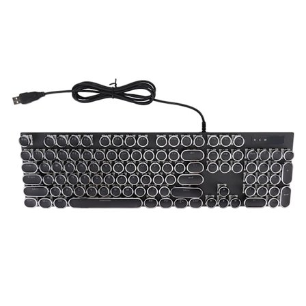 Mekaninen näppäimistö Musta 104 näppäintä RGB-taustavalaistu Pyöreät näppäimet Plug and Play -johdollinen näppäimistö PC-kannettavalle pelille Musta 