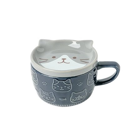 Keramisk kaffemugg Tecknad filmmugg med lock