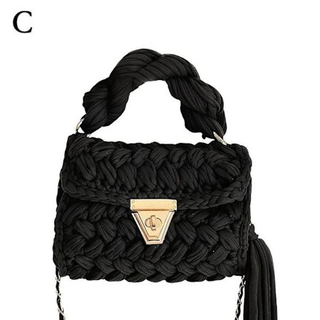 Moteriktig Fargerik Heklet Damehåndveske Dusk Tykt Tau Vevde Skuldervesker