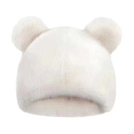 Tekoturkis pipo söpöllä eläinkuvioinnilla, pehmeä muhkea lämmin talvipipo naisille, säädettävä neulottu pipo 3D-karhun korvilla, muodikas 