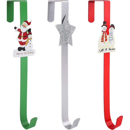 Dörrkrok, 3-pack, Metallkrokar i Olika Färger, Juldekorationer, Krokar för Att Hänga Handdukar, Kläder, Väskor och Hattar Ovanför Skåp, Stuga