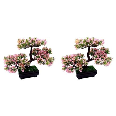 3 kpl Teko-vieras-tervetuloa Mänty Bonsai Mini Simulaatio Puu Kasvi Koti Sisustus (vaaleanpunainen) 2 kpl 2pcs
